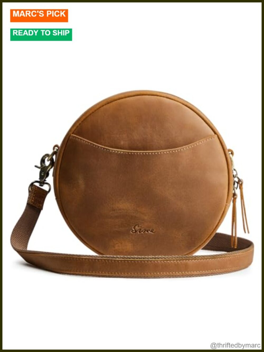 Leather Crossbody Bag Circle Shoulder Round Purse Travel